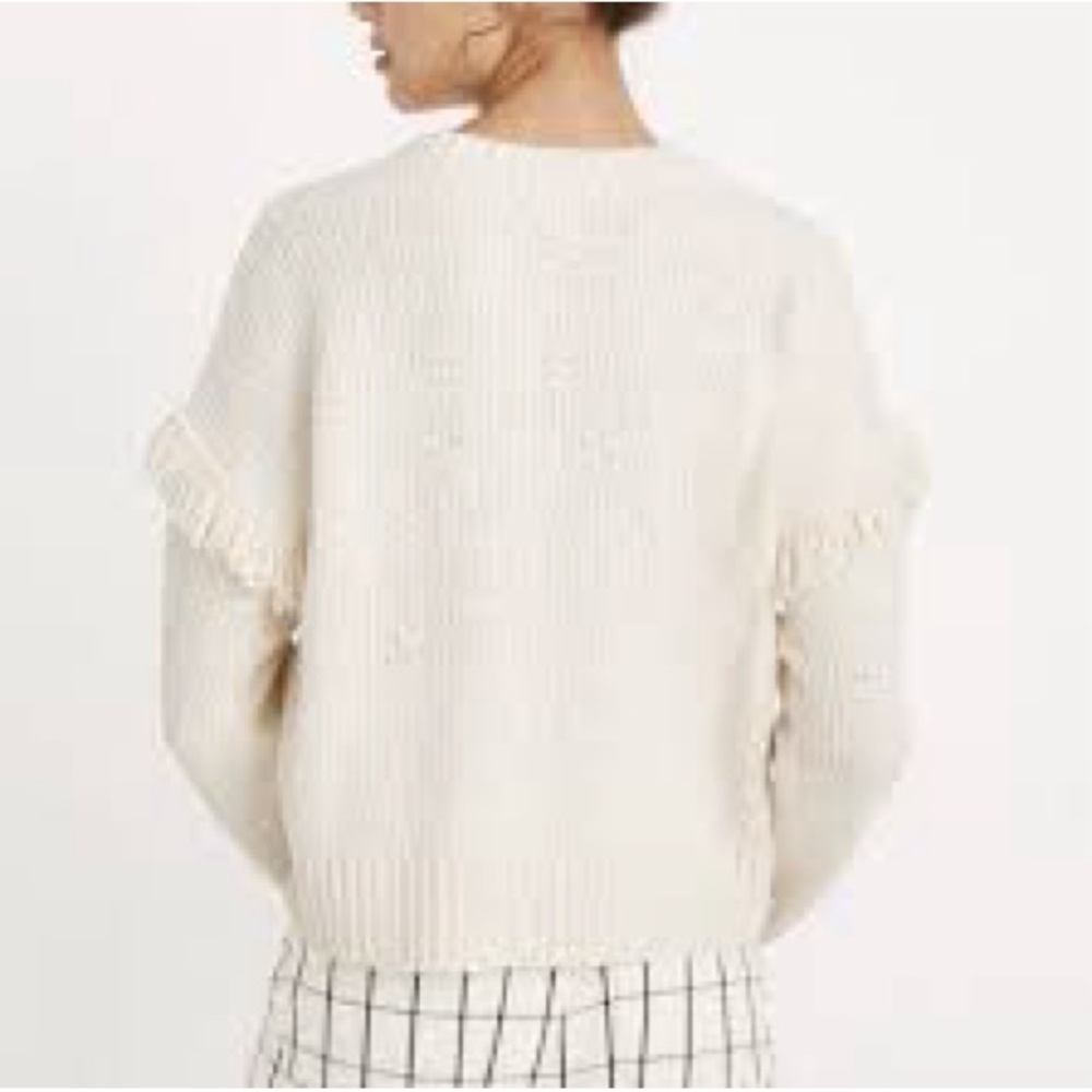 Madewell Montford Fringe Pullover Cream Crew Neck Sweater Cotton Blend Sz S - Picture 3 of 8